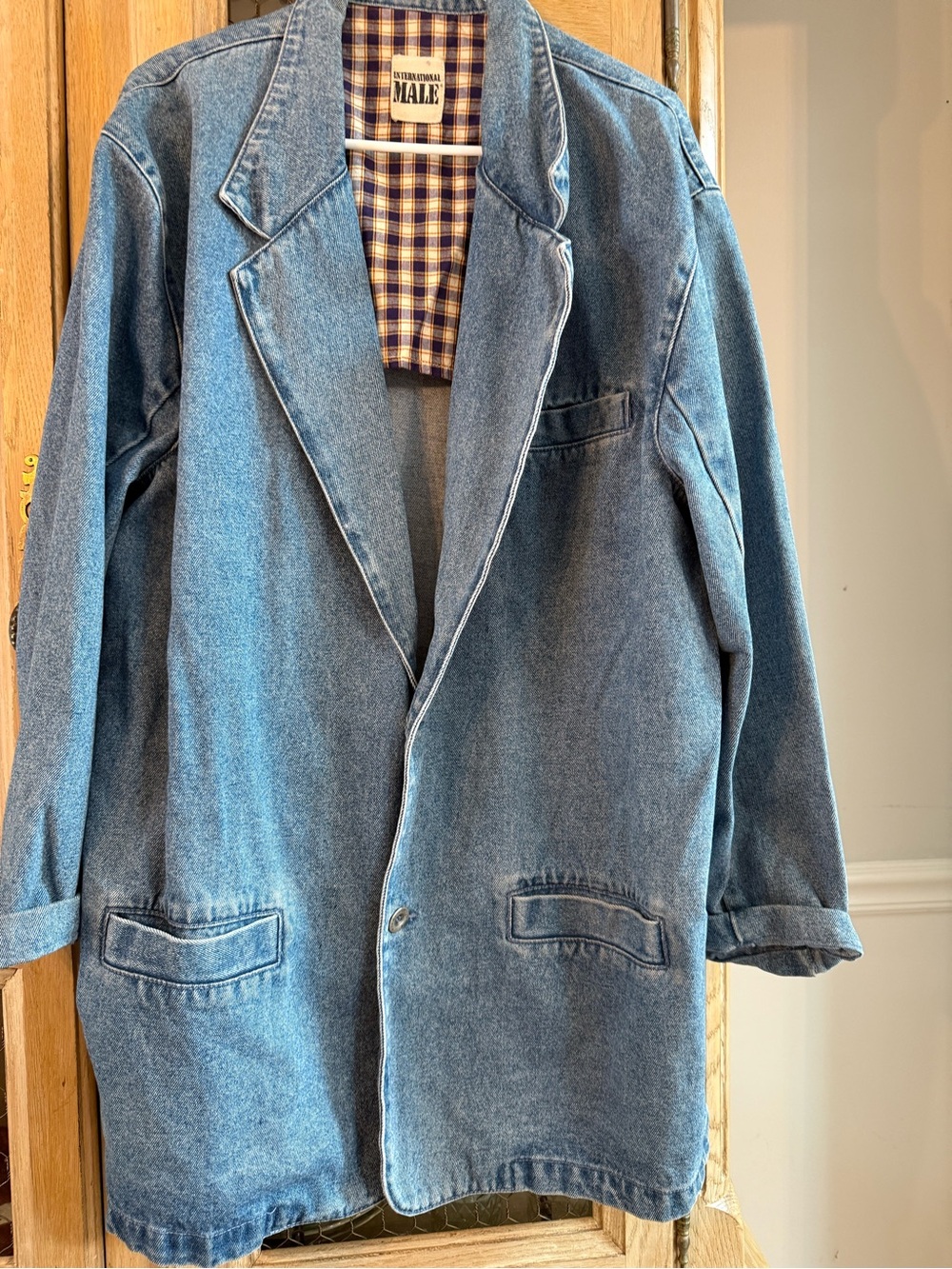 Vintage International Male Denim Blazer Jacket - Blue